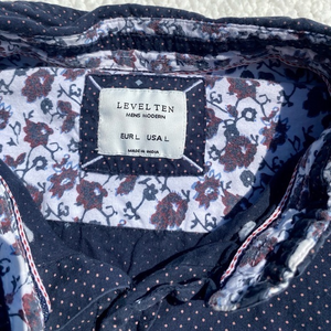 LEVEL TEN Mens Modern Button‎ Down floral accents Size Med